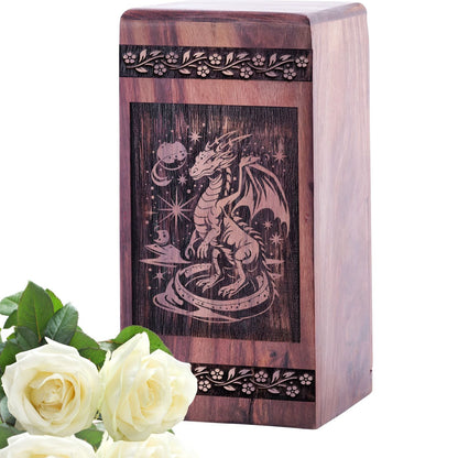 Beautiful Wooden Dragon Funeral Urn for Human Cremation Urn