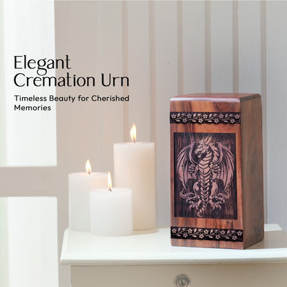 Small Wooden Dragon Keepsake Urn for Cremation Ashes Memorial