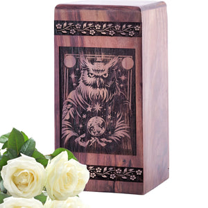 Beautiful Wooden Owl Memorial Urn for Adult Ashes