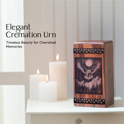 Medium Wooden Owl Memorial Urn for Cremation Ashes