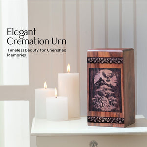 Large Wooden Owl Cremation Urn for Human Ashes Memorial