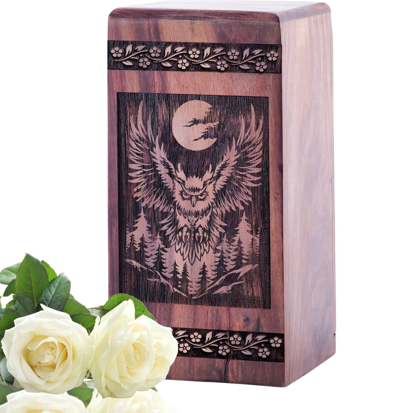 Large Wooden Owl Memorial Urn for AdultAshes