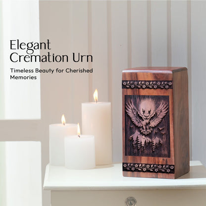 Decorative Wooden Owl Urn for Human Cremation Ashes