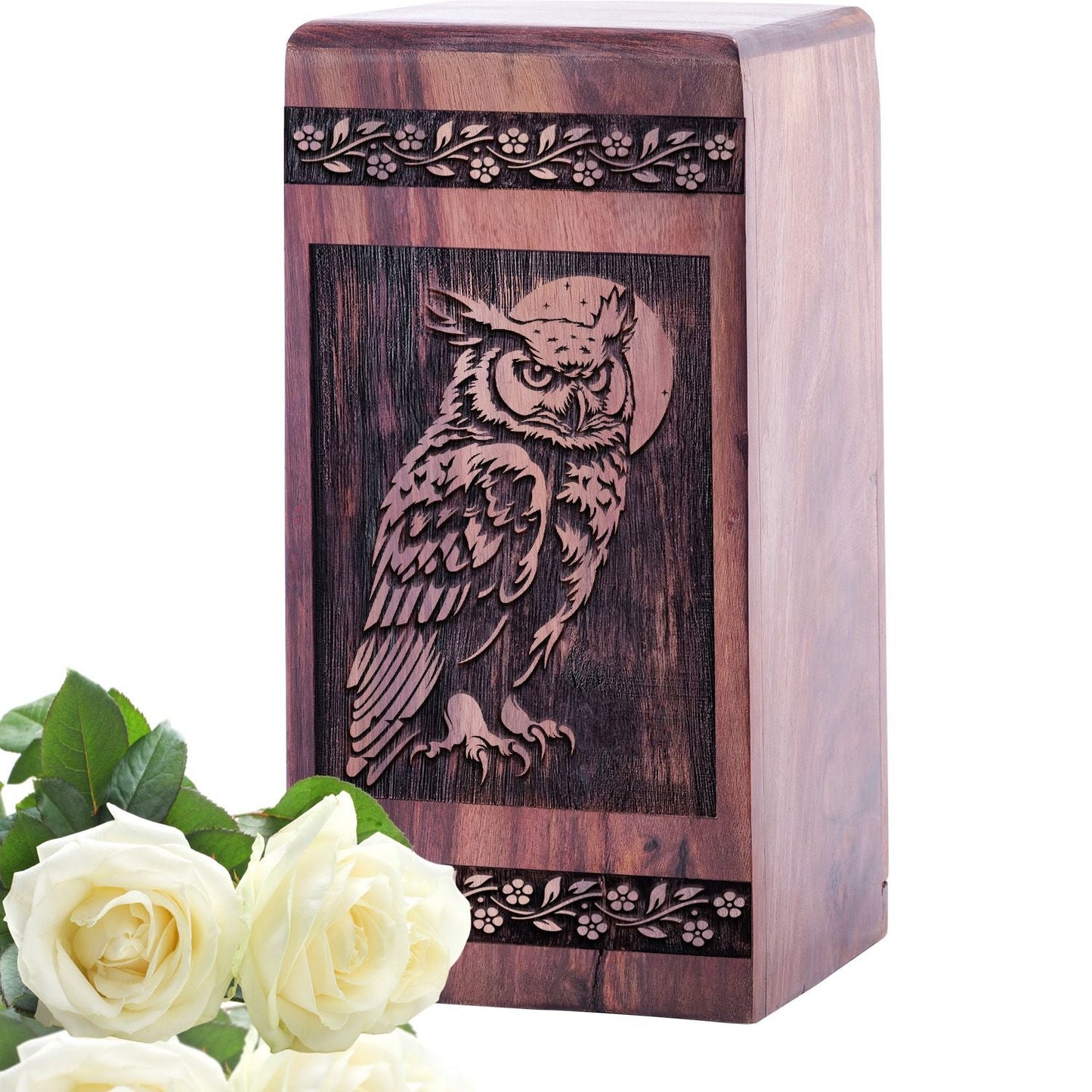Medium Wooden Owl Memorial Urn for AdultCremation Ashes