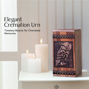 Medium Wooden Owl Memorial Urn for AdultCremation Ashes