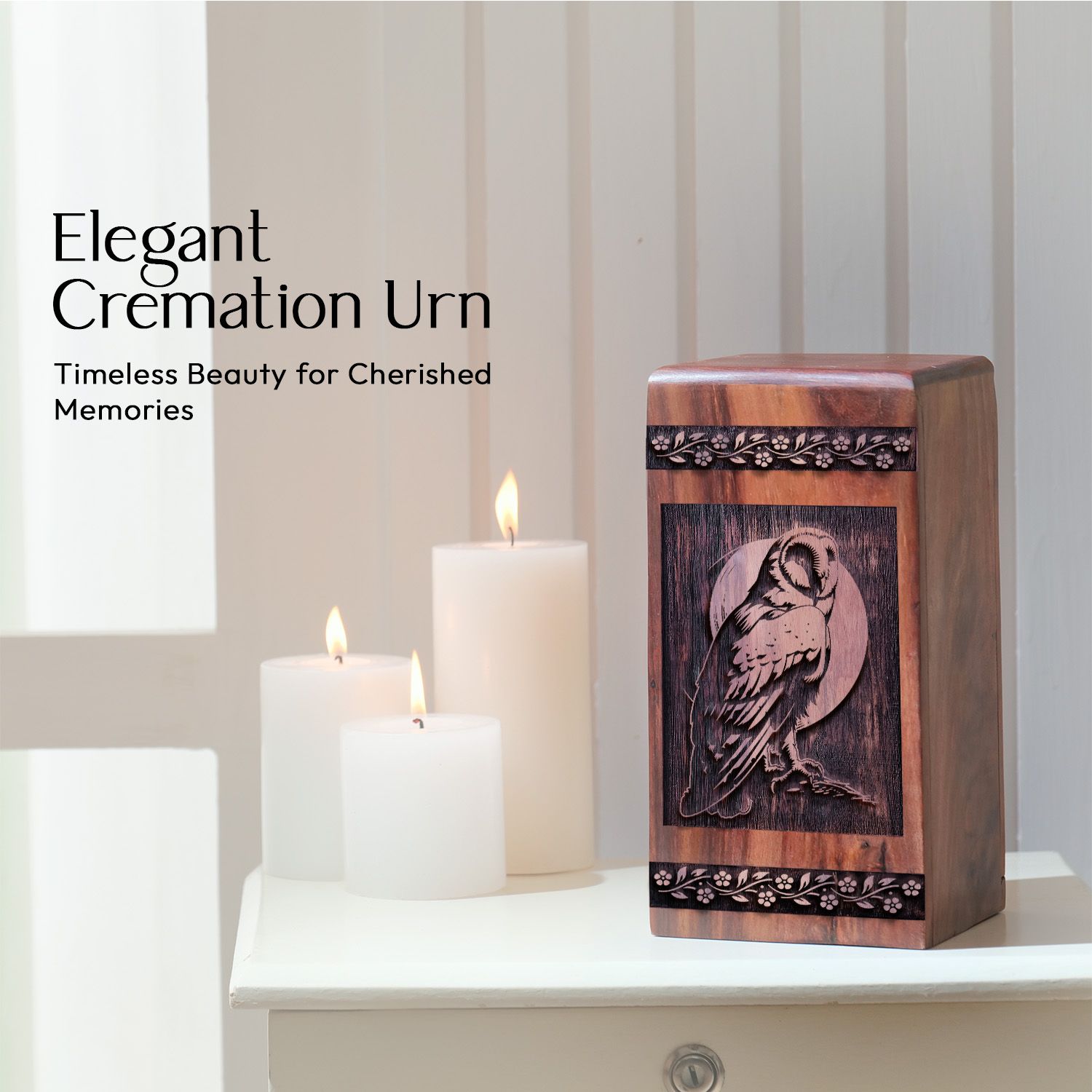 Decorative Wooden Owl Funeral Urn for AdultAshes