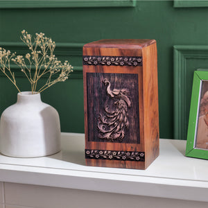 peacock Urn Size 14(H)x7.5(W)x7.5(L)