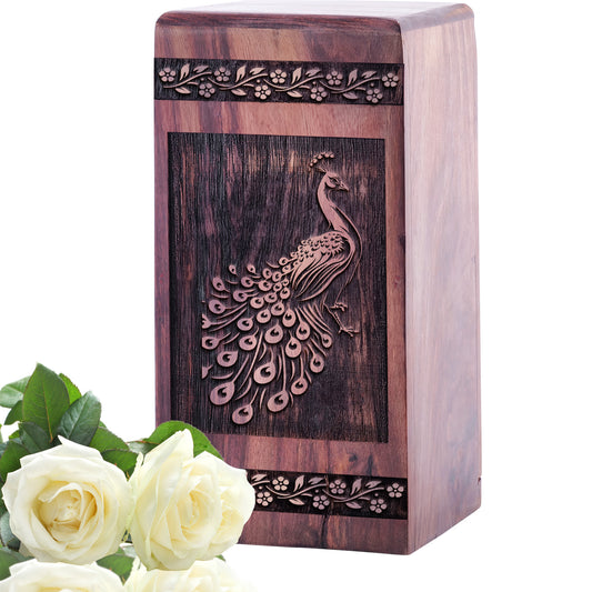 peacock Urn Size 5 Inch 5”(H) x 3”(W) x 3”(L)