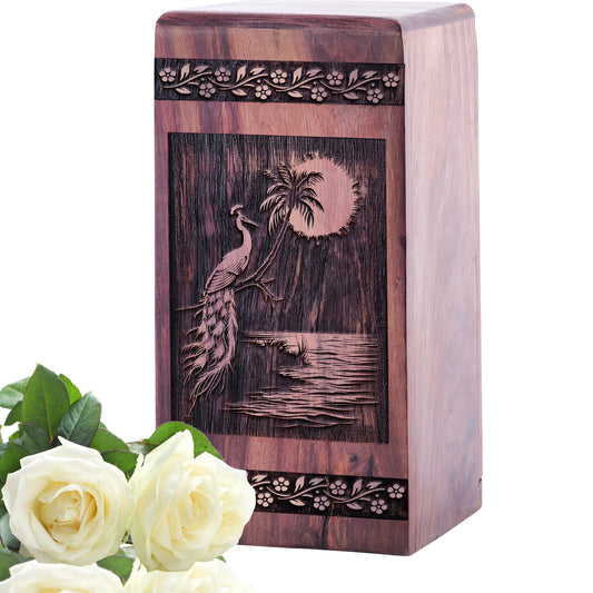 peacock Urn Size 5 Inch 5”(H) x 3”(W) x 3”(L)