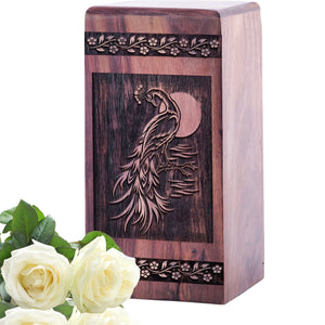 Beautiful Small Wooden Peacock Keepsake Urn for Ashes