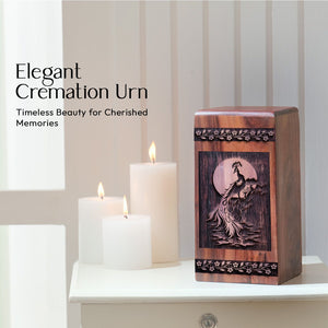 Large Wooden Peacock Cremation Urn for AdultAshes