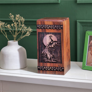 peacock Urn Size 14(H)x7.5(W)x7.5(L)
