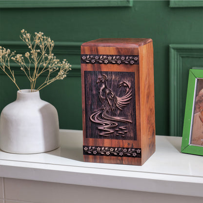 peacock Urn Size 14 Inch 14”(H) x 7.5”(W) x 7.5”(L)