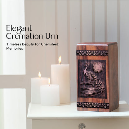 peacock Urn Size 10 Inch 10”(H) x 5.5”(W) x 5.5”(L)