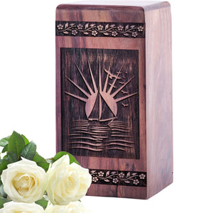 Small Wooden Sailboat Keepsake Urn for Cremation Ashes