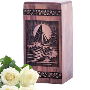 Beautiful Small Wooden Sailboat Keepsake Urn for Ashes