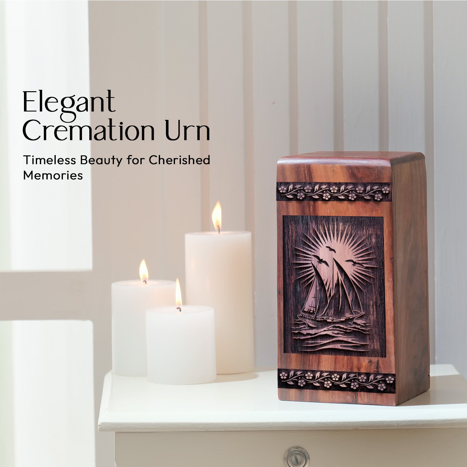 sailboat Urn Size 10 Inch 10”(H) x 5.5”(W) x 5.5”(L)