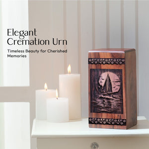 Decorative Wooden Sailboat Memorial Urn for Cremation Ashes