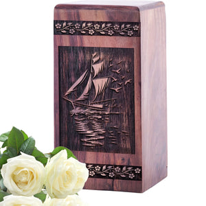 Large Wooden Sailboat Cremation Urn for AdultAshes