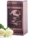 Large Wooden Sunset Beach Funeral Urn for Human Cremation