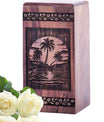 Handmade Wooden Sunset Beach Urn for AdultCremation Ashes