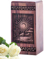 Large Wooden Sunset Beach Memorial Urn for Human Cremation Box