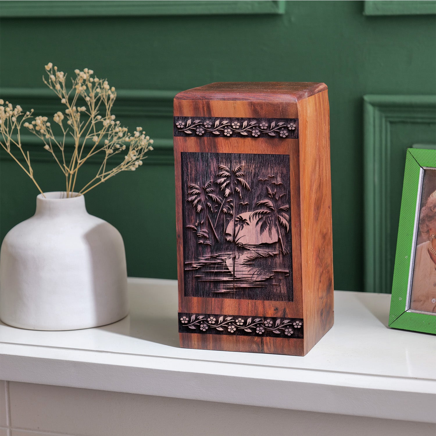 sunset beach Urn Size 14 Inch 14”(H) x 7.5”(W) x 7.5”(L)