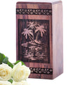 Small Wooden Sunset Beach Urn for Keepsake Cremation Ashes
