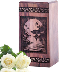 Handmade Wood Cremation Urn for Human Ashes Memorial