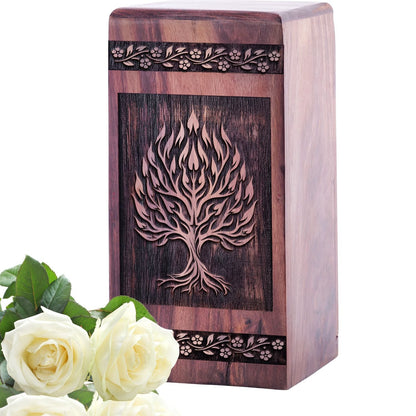 Wooden Cremation Urn for Burial and Memorial Ashes