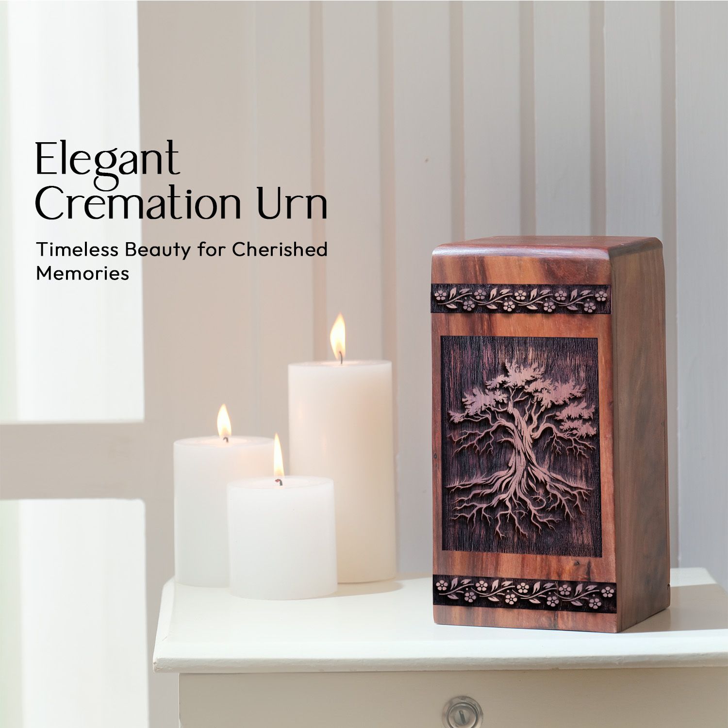Beautiful Wooden Urn for Human Cremation Ashes Memorial