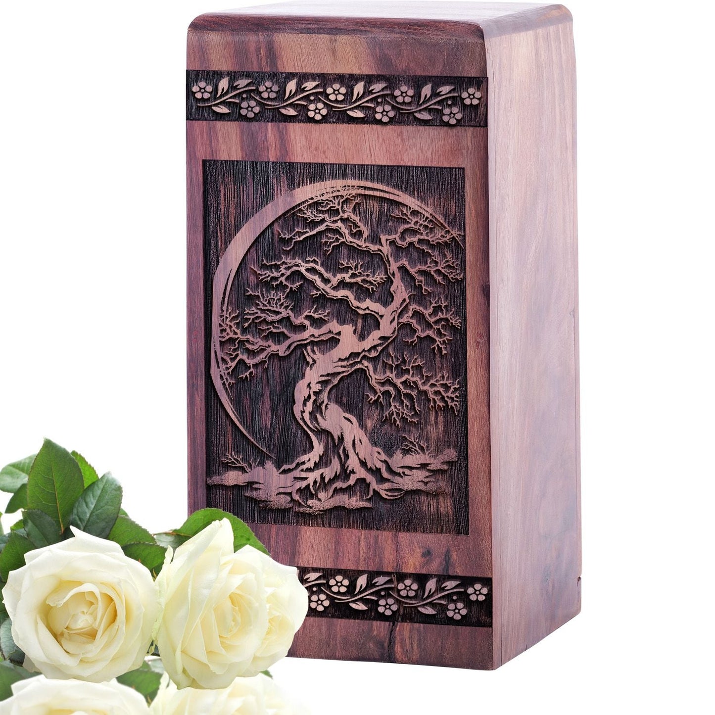 Handmade Wood Cremation Urn for Human Burial and Memorial