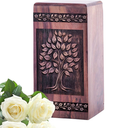 Handmade Wooden Maple Tree Urn for Memorial and Burial Ashes