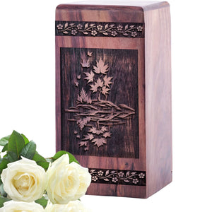 Unique Wooden Cremation Urn Box for Burial with Maple Tree