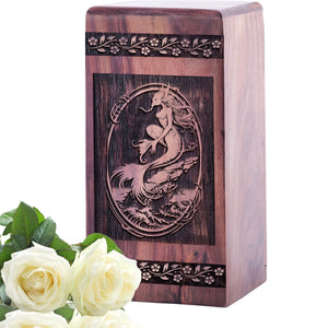 Mermaid Wood Cremation Urn for Human Ashes Memorial Urn Ashes