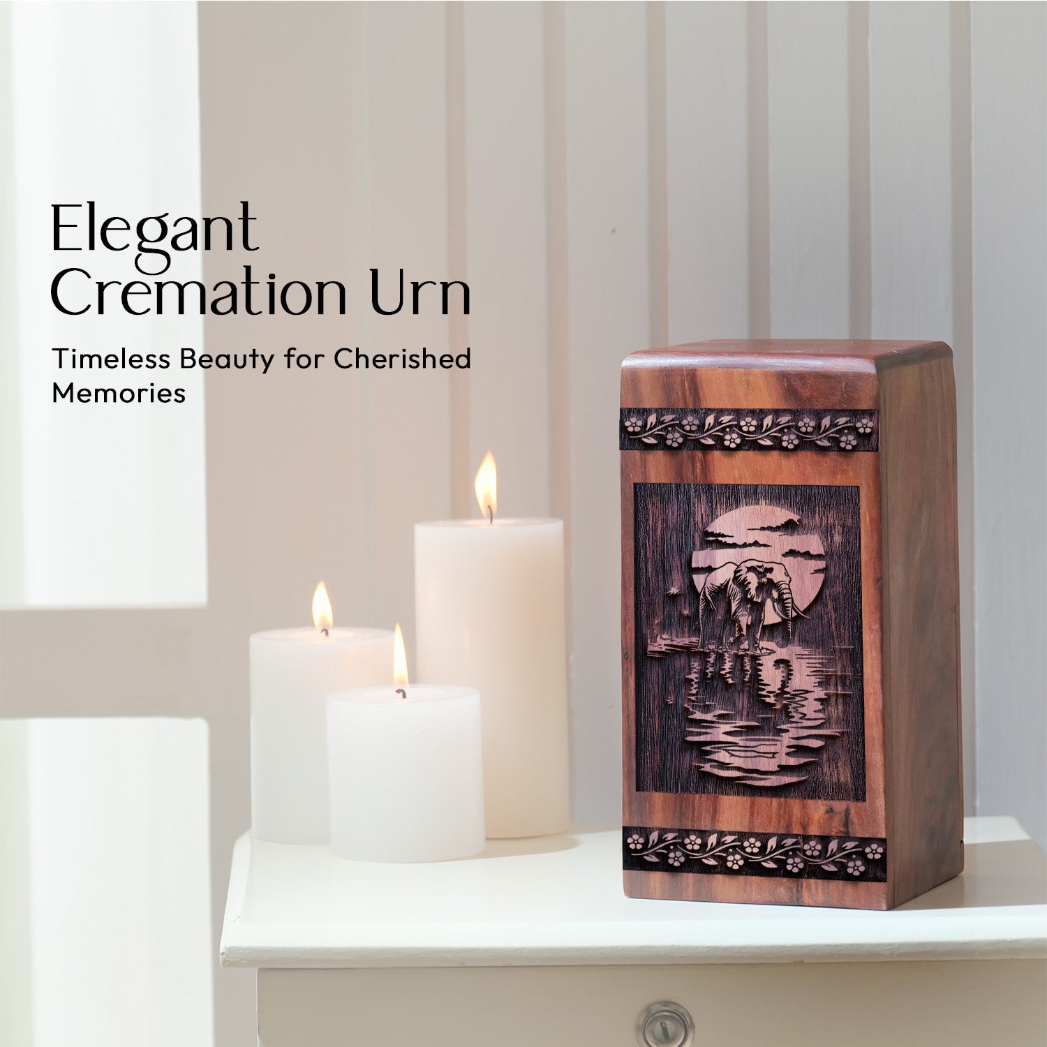 elephant Urn Size 10 Inch 10”(H) x 5.5”(W) x 5.5”(L)