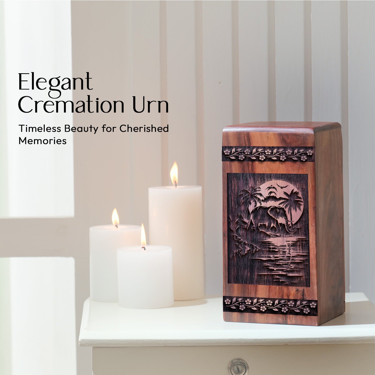 elephant Urn Size 10 Inch 10”(H) x 5.5”(W) x 5.5”(L)
