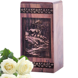 Unique Handmade Wooden Elephant Urn for Burial Ashes urn