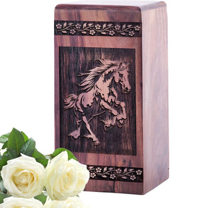 Medium Wooden Horse Memorial Urn for Adult Cremation Ashes