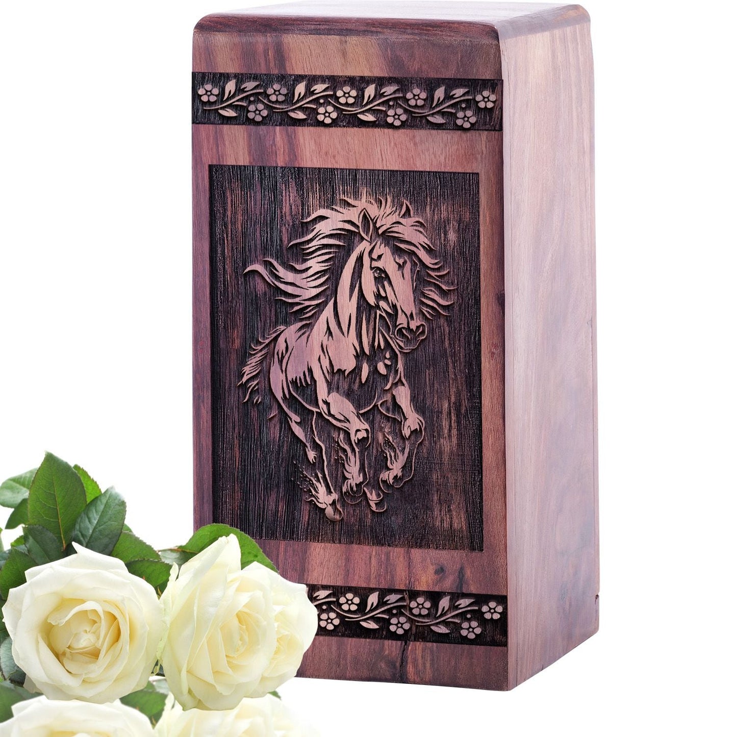 Unique Handmade Wooden Horse Cremation Urn for Human Ashes