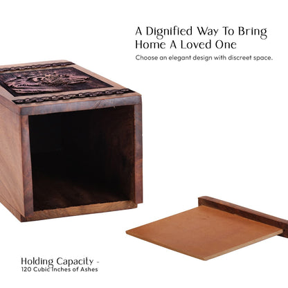 Wooden Tiger Memorial Urn for Cremation Ashes Keepsake