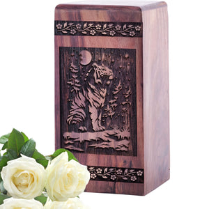 Wooden Tiger Cremation Urn for Adult UrnMemorial Ashes