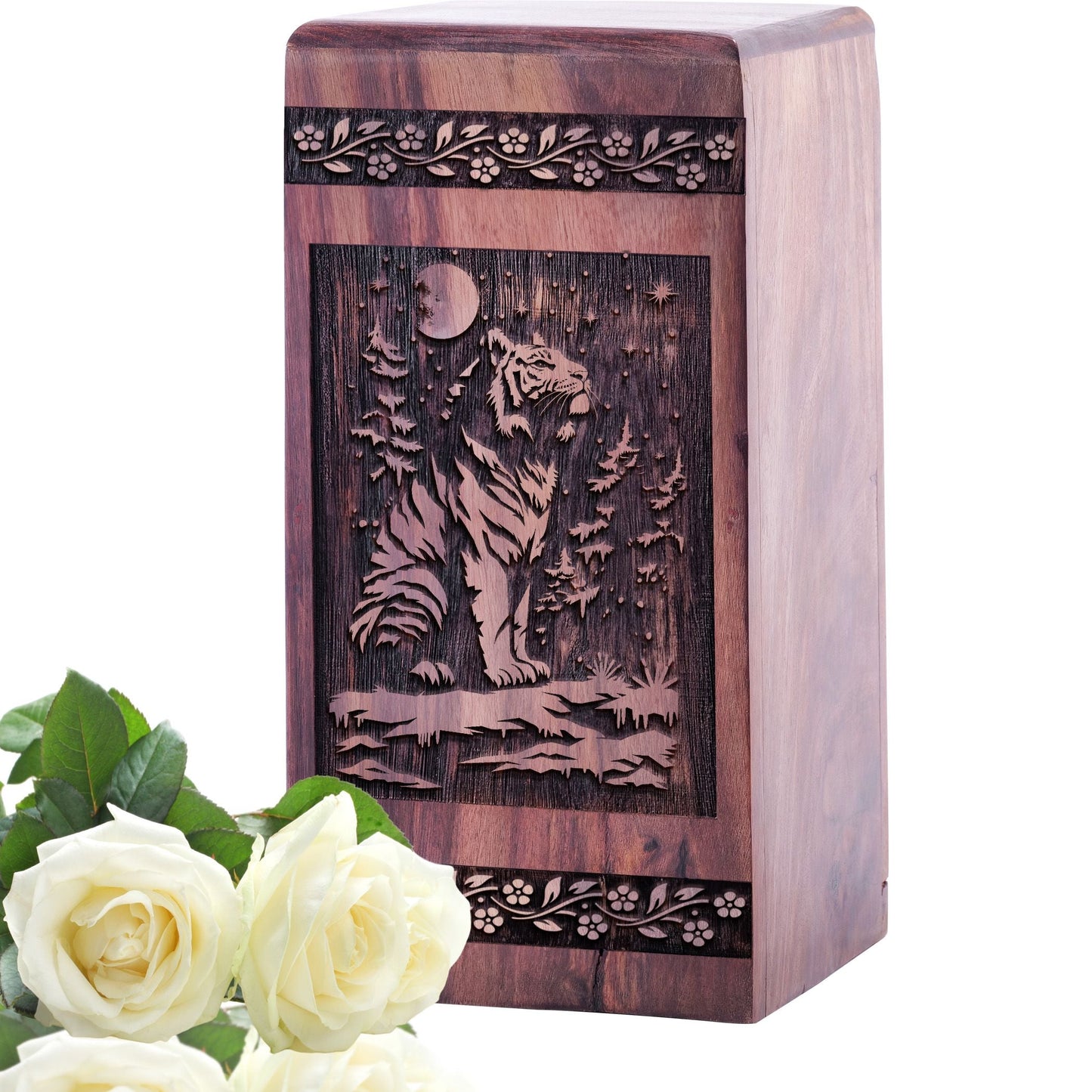Wooden Tiger Cremation Urn for Adult UrnMemorial Ashes