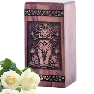 Small Keepsake Tiger Wooden Urn for Cremation Ashes
