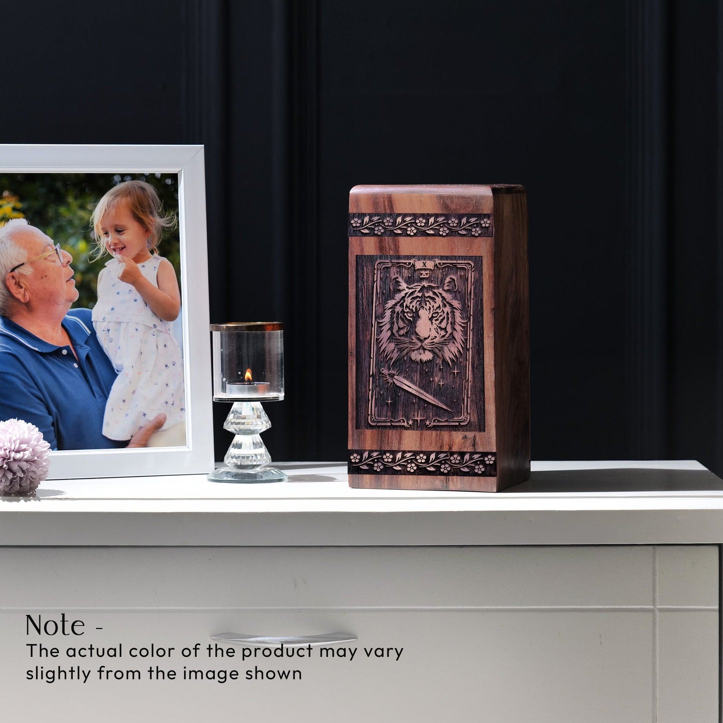 Beautiful Wooden Tiger Memorial Urn for Human Ashes