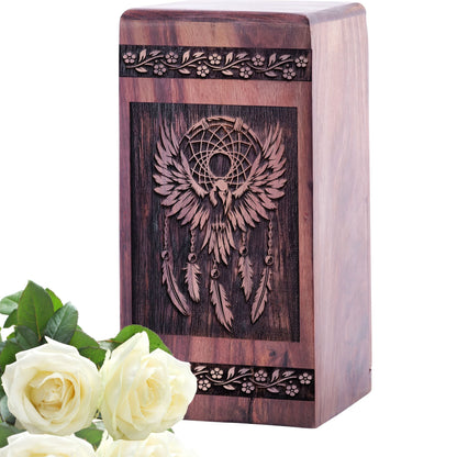 Handmade Wooden Dream Catcher Urn for Memorial Cremation Urn