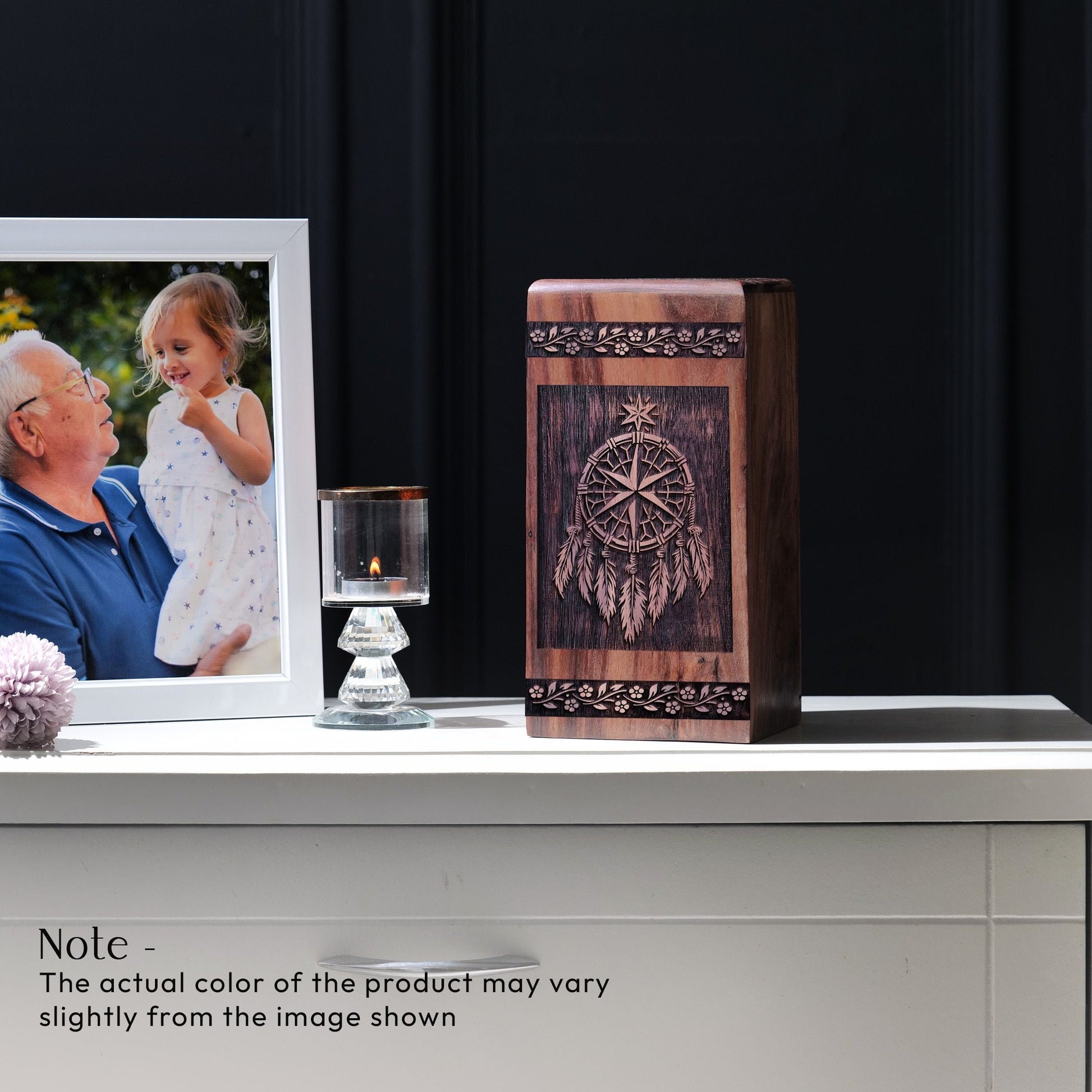 Small Wooden Dream Catcher Urn for Keepsake Cremation Ashes