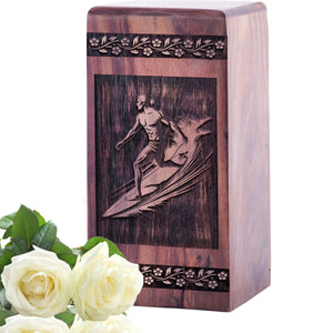Decorative Wooden Surfing Waves Urn for Human Box