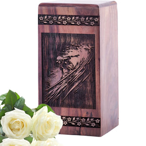 Keepsake Wooden Surfing Waves Cremation Urn for Human Ashes