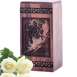 Decorative Wooden Surfing Waves Memorial Urn for Adult UrnAshes